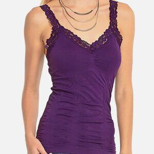 "Colorful" Brand Women's Stylish Wrinkled Scoop Neck Lace Straps Cami Tank Top